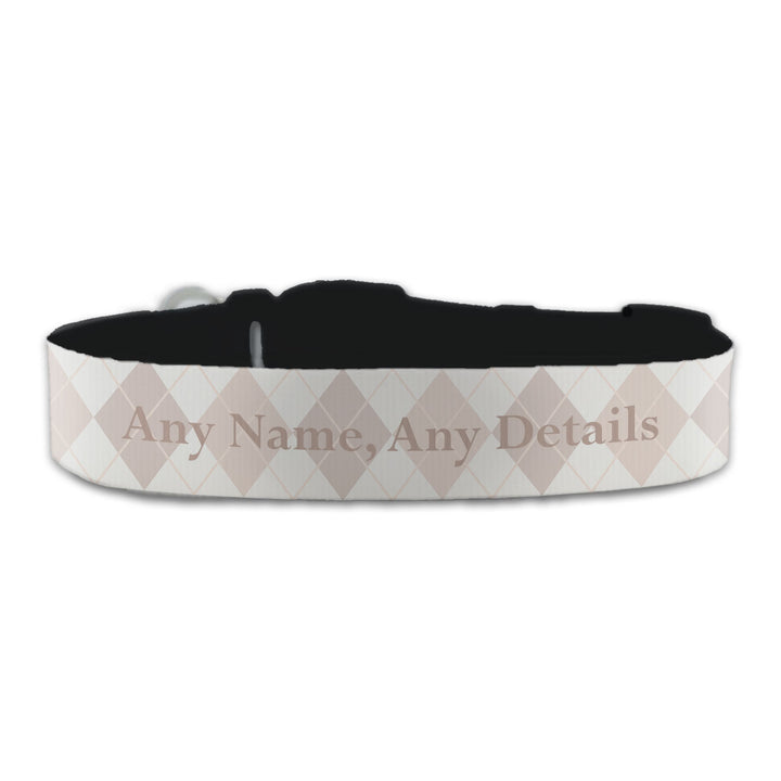 Personalised Large Dog Collar with Square Pattern Background Image 2