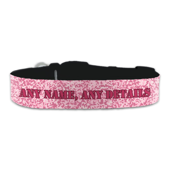 Personalised Large Dog Collar with Pink Camo Background, Personalise with Any Name or Details Image 2