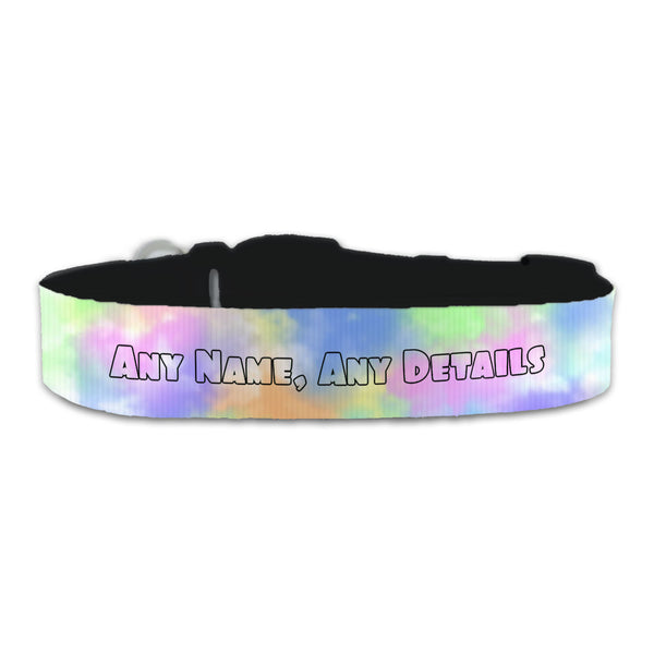 Personalised Large Dog Collar with Coloured Clouds Background Image 1