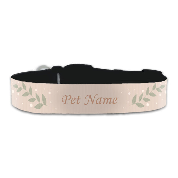 Personalised Large Dog Collar with Botanical Background, Personalise with Any Name or Details Image 1