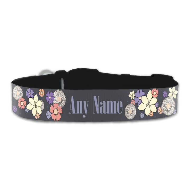 Personalised Large Dog Collar with Floral Background Image 2