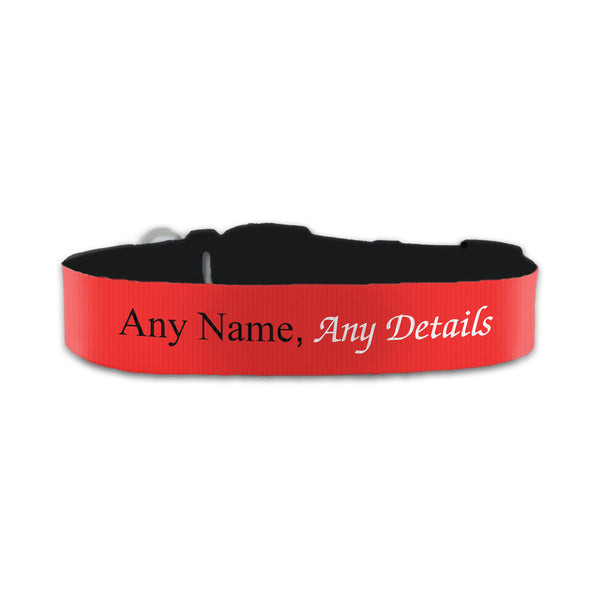 Personalised Small Dog Collar with Red Background Image 1