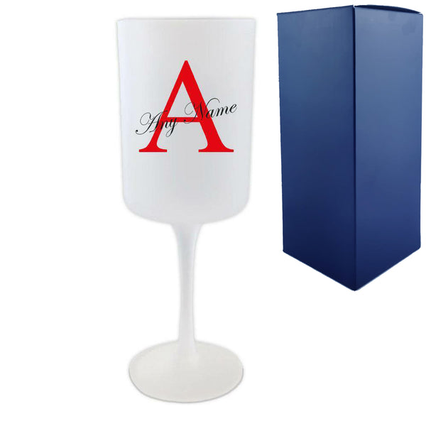 Personalised Frosted Wine Glass with Initial and Name Design Image 1