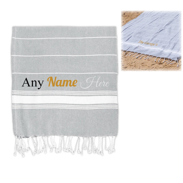 Personalised Turkish Style Cotton Grey Towel Image 1