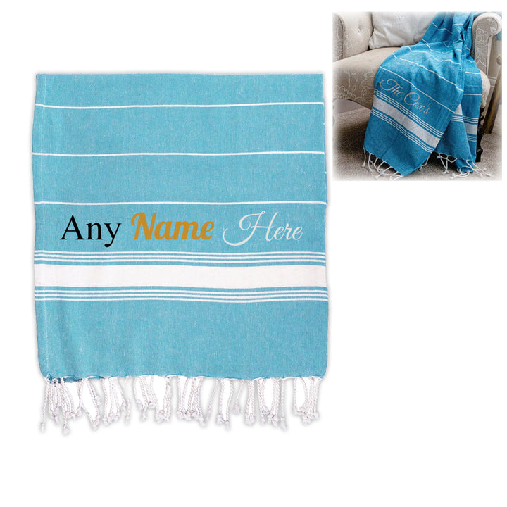 Personalised Turkish Style Cotton Light Blue Towel Image 2