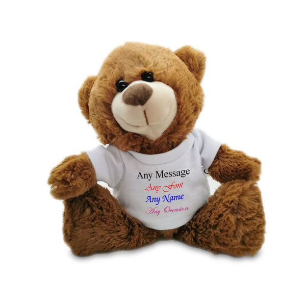 Soft Dark Brown Teddy Bear Toy with T-shirt, Personalise with Any Message Image 1