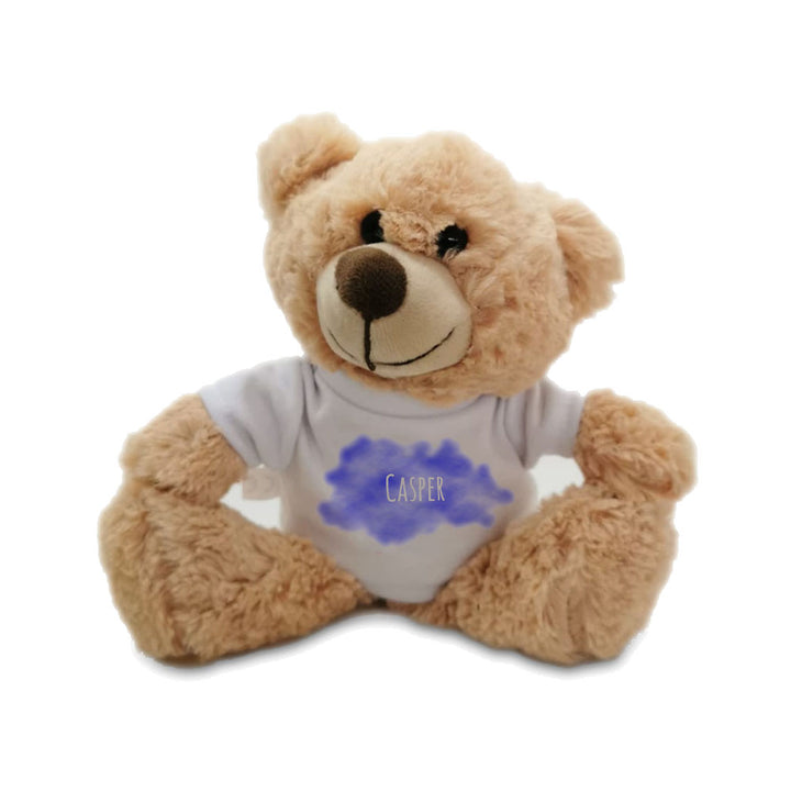 Soft Light Brown Teddy Bear Toy with T-shirt with Name in Cloud Design Image 2
