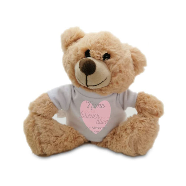 Soft Light Brown Teddy Bear Toy with T-shirt with Forever My Always Design Image 1