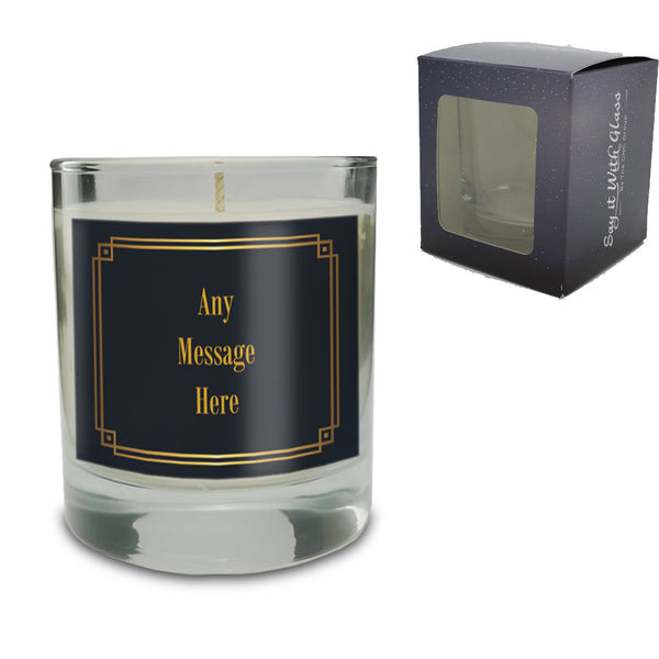 Vanilla Scented Candle with Black and Gold Label Image 1