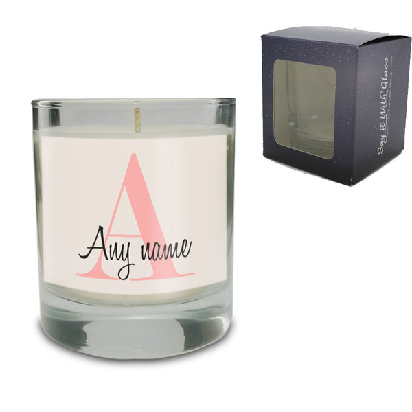 Vanilla Scented Candle with Initial and Name Label Image 1