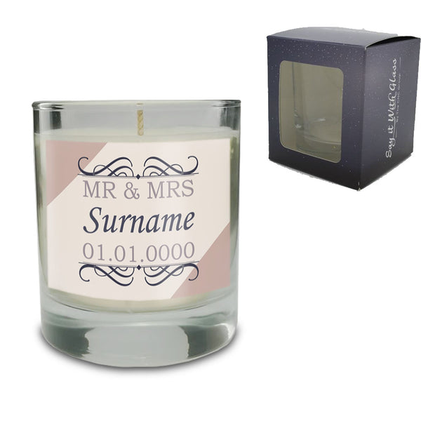 Vanilla Scented Candle with Mr and Mrs Label Image 1
