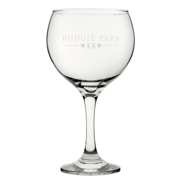 Budgie Mama - Engraved Novelty Gin Balloon Cocktail Glass Image 1