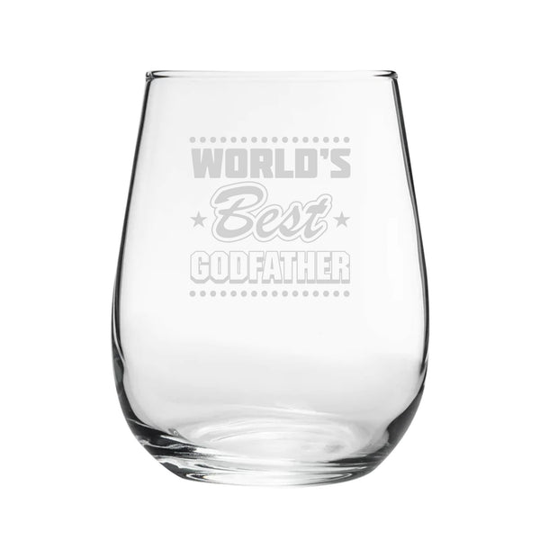 World's Best Godfather - Engraved Novelty Stemless Wine Gin Tumbler Image 1