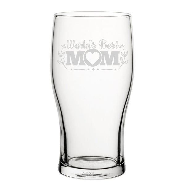 World's Best Mum - Engraved Novelty Tulip Pint Glass Image 1