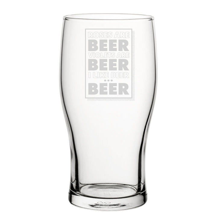 Roses Are Beer, Violets Are Beer, I Like Beer, Beer - Engraved Novelty Tulip Pint Glass Image 2