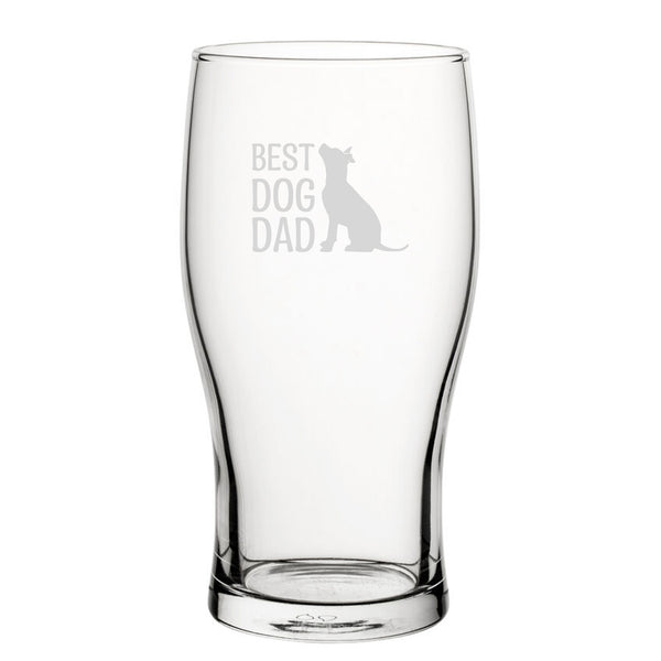 Best Dog Dad - Engraved Novelty Tulip Pint Glass Image 1