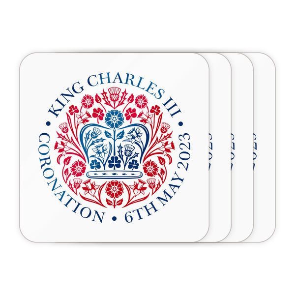 Printed Commemorative Coronation of the King Set of 4 Drinks Coasters Image 1