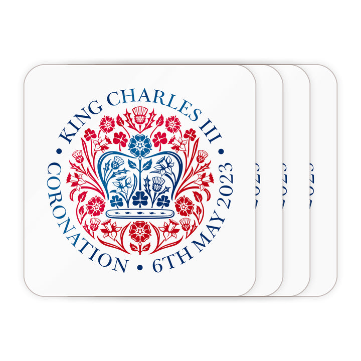 Printed Commemorative Coronation of the King Set of 4 Drinks Coasters Image 1