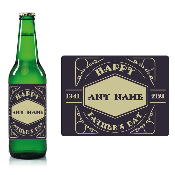 Personalised Fathers day beer bottle label Dark - Name and date Image 1