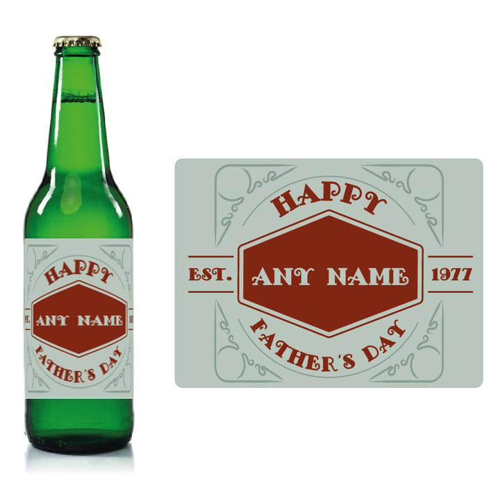 Personalised Fathers day beer bottle label Pale Blue - Name and year Image 2