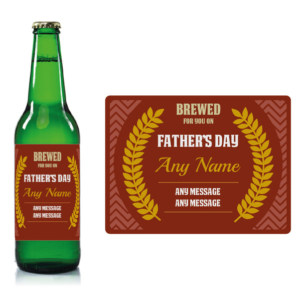 Personalised Fathers day beer bottle label Brick Red - Corn Ears Image 1