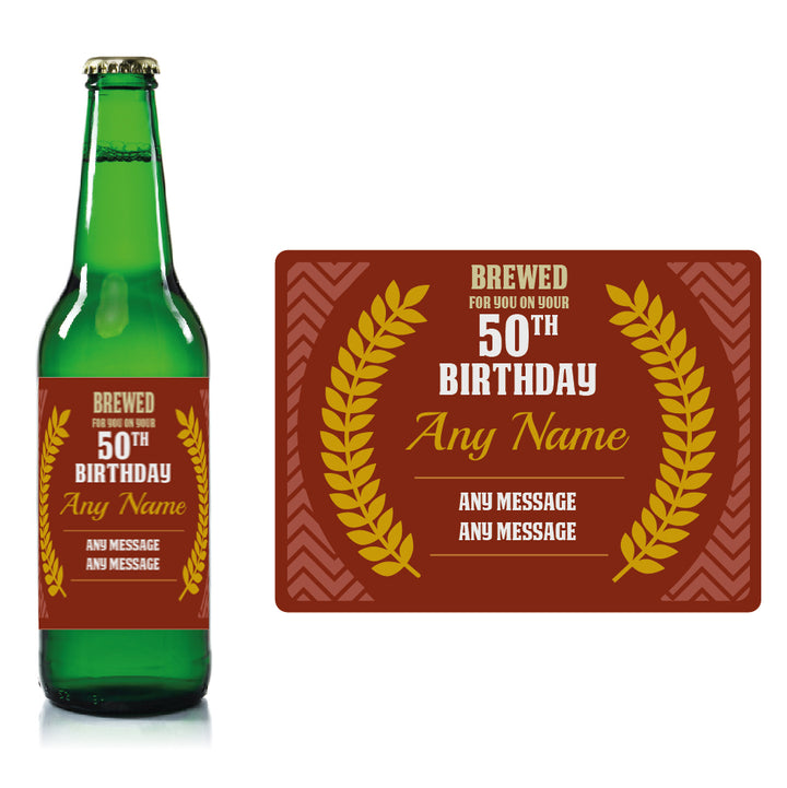 Personalised Birthday beer bottle label Brick Red - Corn Ears Image 2