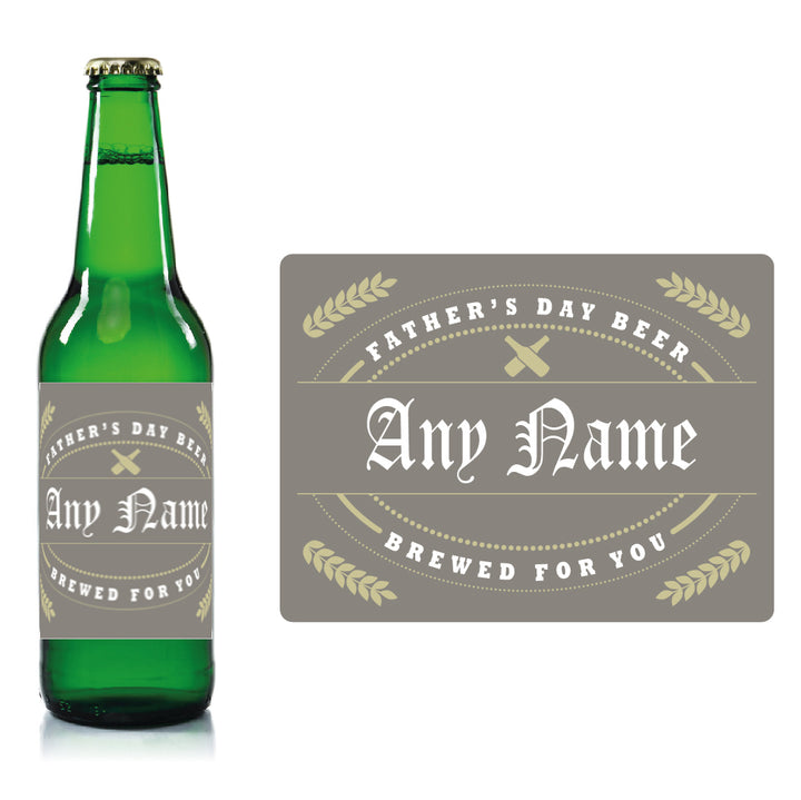 Personalised Fathers day beer bottle label Grey - Name Image 2