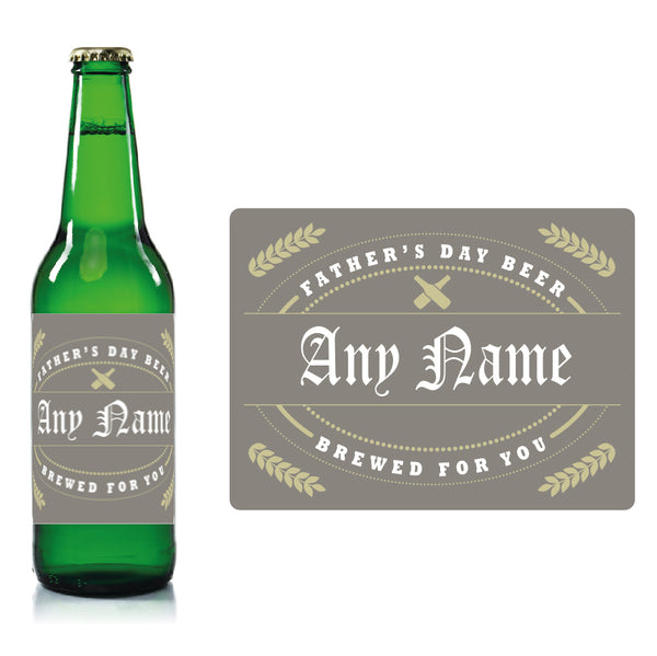 Personalised Fathers day beer bottle label Grey - Name Image 1