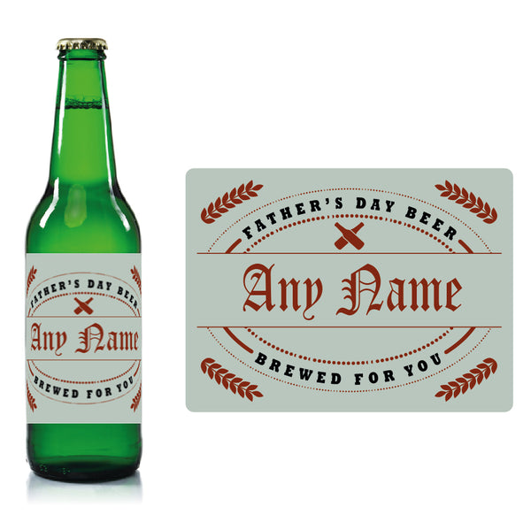 Personalised Fathers day beer bottle label Pale Blue - Name Image 1