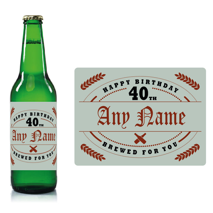 Personalised Birthday beer bottle label Pale Blue - Name and Year Image 2
