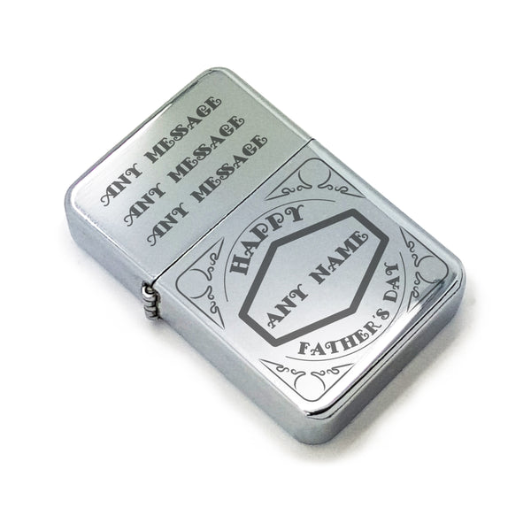 Personalised Engraved Steel Fathers Day Lighter with Retro Design Image 1