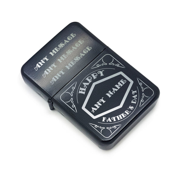 Personalised Engraved Black Fathers Day Lighter with Retro Design Image 1