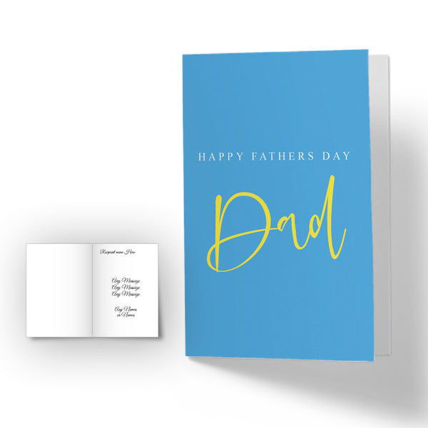 Personalised Happy Fathers Day DAD Card - Plain Blue Image 1