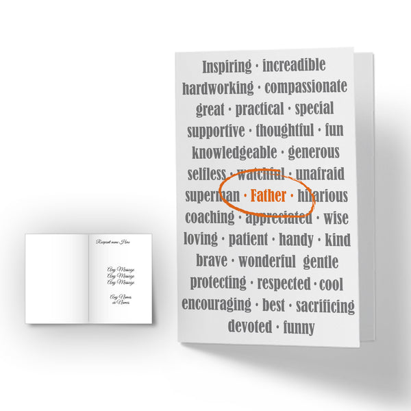 Personalised Happy Fathers Day Card - Word Father Image 1