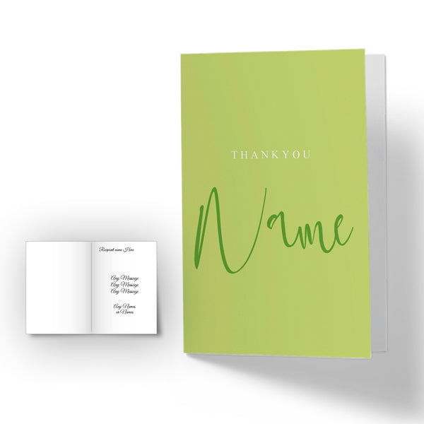 Personalised Thankyou -plus any name- Card - Lime Image 1