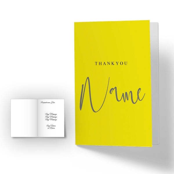 Personalised Thankyou -plus any name- Card - Yellow Image 1
