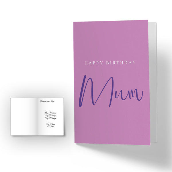 Personalised Happy Birthday Mum Card - Heliotrope Image 1