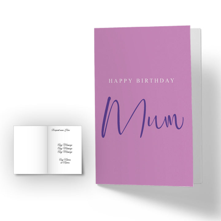 Personalised Happy Birthday Mum Card - Heliotrope Image 2