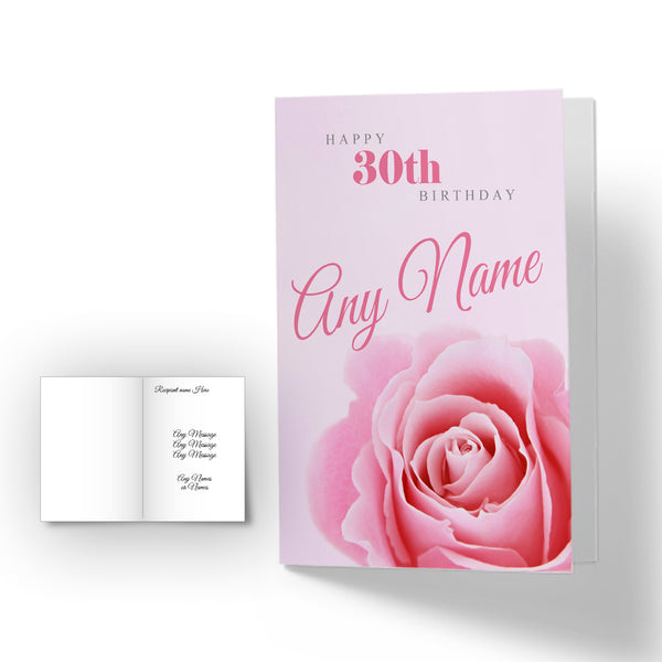 Personalised Any Year Any Name - Pink rose Birthday card Image 1