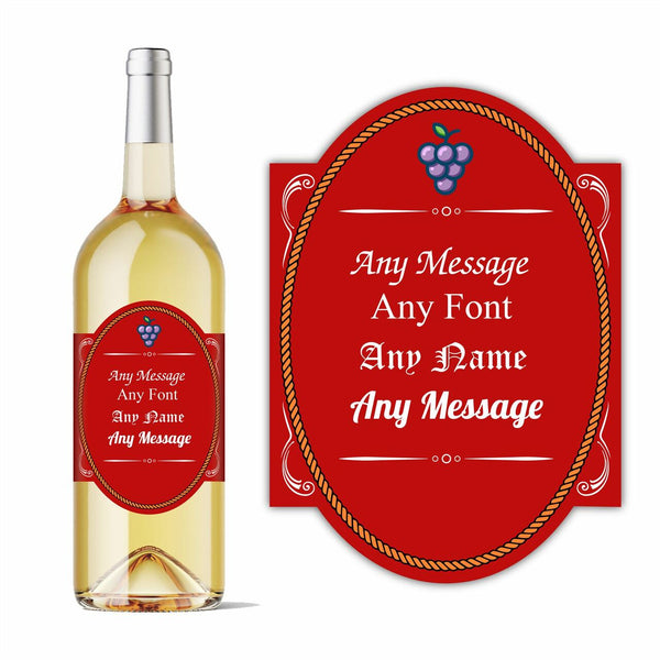 Personalised oval wine bottle label, Add any message. Image 1