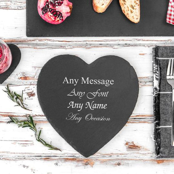 Personalised Engraved Heart Shape Natural Slate Placemat Image 1