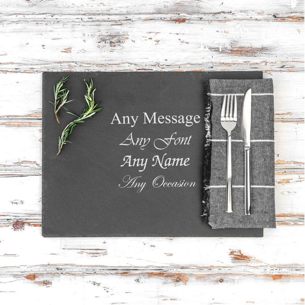 Personalised Engraved Rectangular Natural Slate Placemat and Platter Image 1