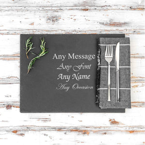 Personalised Engraved Rectangular Natural Slate Placemat and Platter