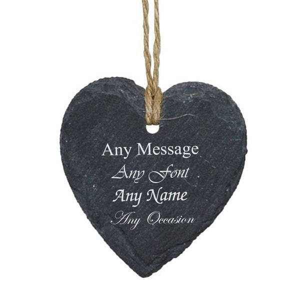Personalised Engraved Hanging Heart Slate Tag Image 1
