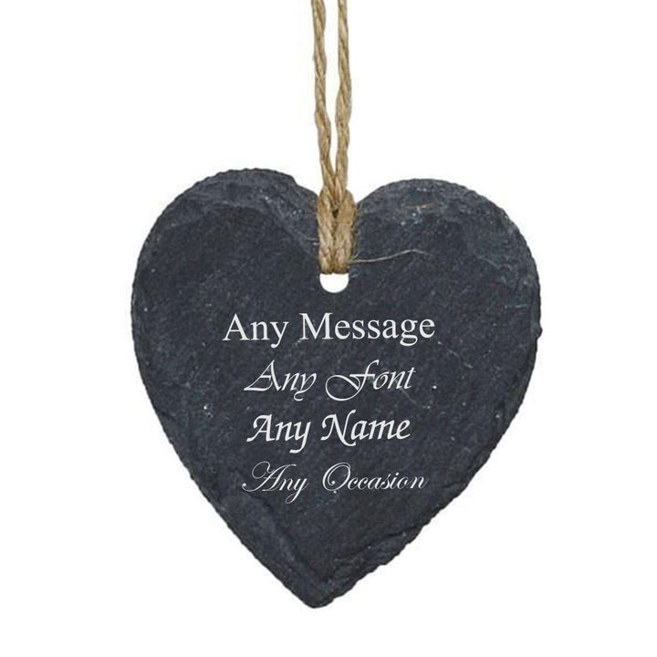Personalised Engraved Hanging Heart Slate Tag Image 2