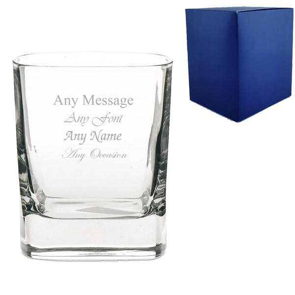 Engraved 290ml Double Old Fashioned Square Whisky Tumbler Image 1