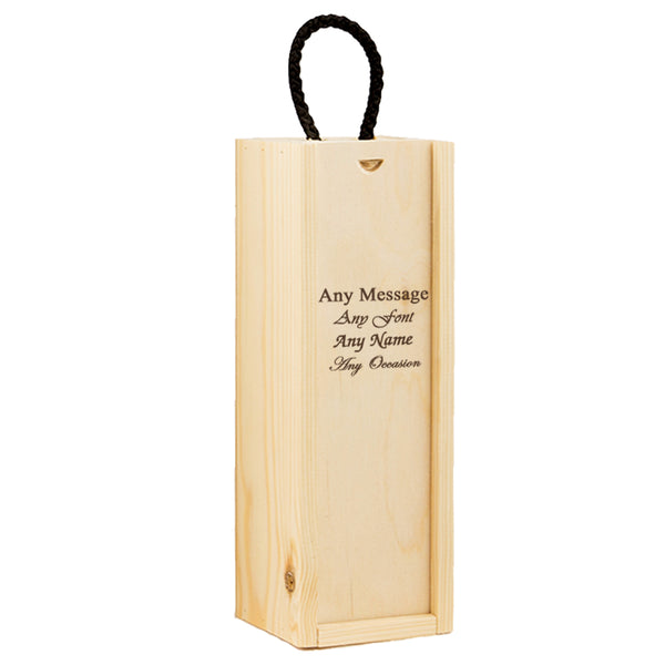 Personalised Engraved Wooden Wine Box, to fit Standard Bottle of Wine or Champagne, Perfect for Any Special Occasion Image 1