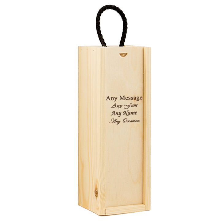 Personalised Engraved Wooden Wine Box, to fit Standard Bottle of Wine or Champagne, Perfect for Any Special Occasion Image 2