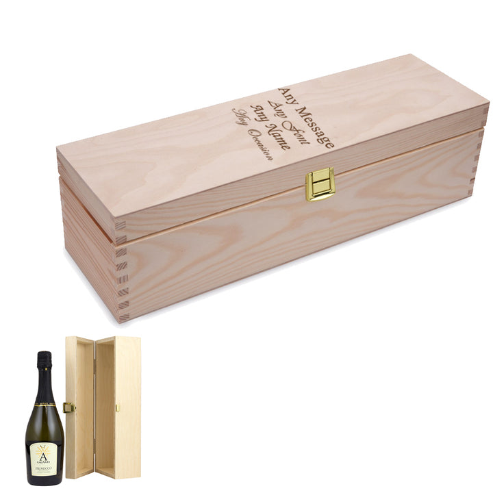 Personalised Engraved Wooden Wine Box with Clasp, to fit Standard Bottle or Wine or Champagne, Vertical Orientation, Perfect for Any Special Occasion Image 2