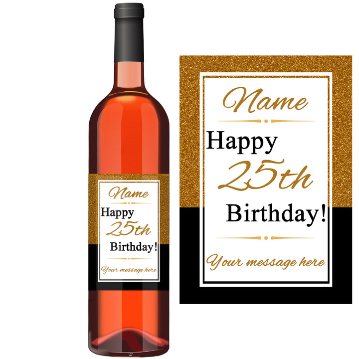 Wine Bottle Label with Glitter Birthday Design Image 2